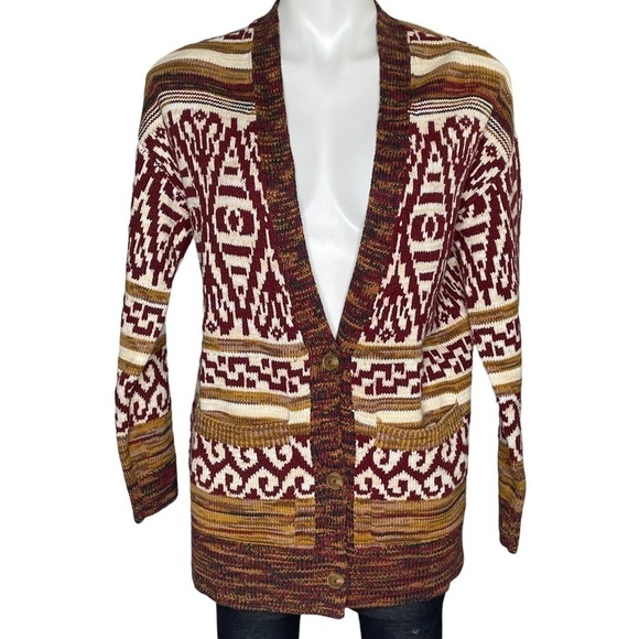 Lucky Brand brown and red oversized cardigan NWT small - Picture 3 of 10
